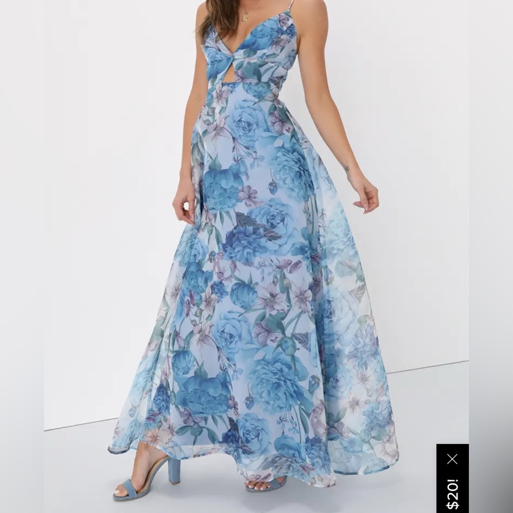 Lulu's Blue Floral Maxi Dress